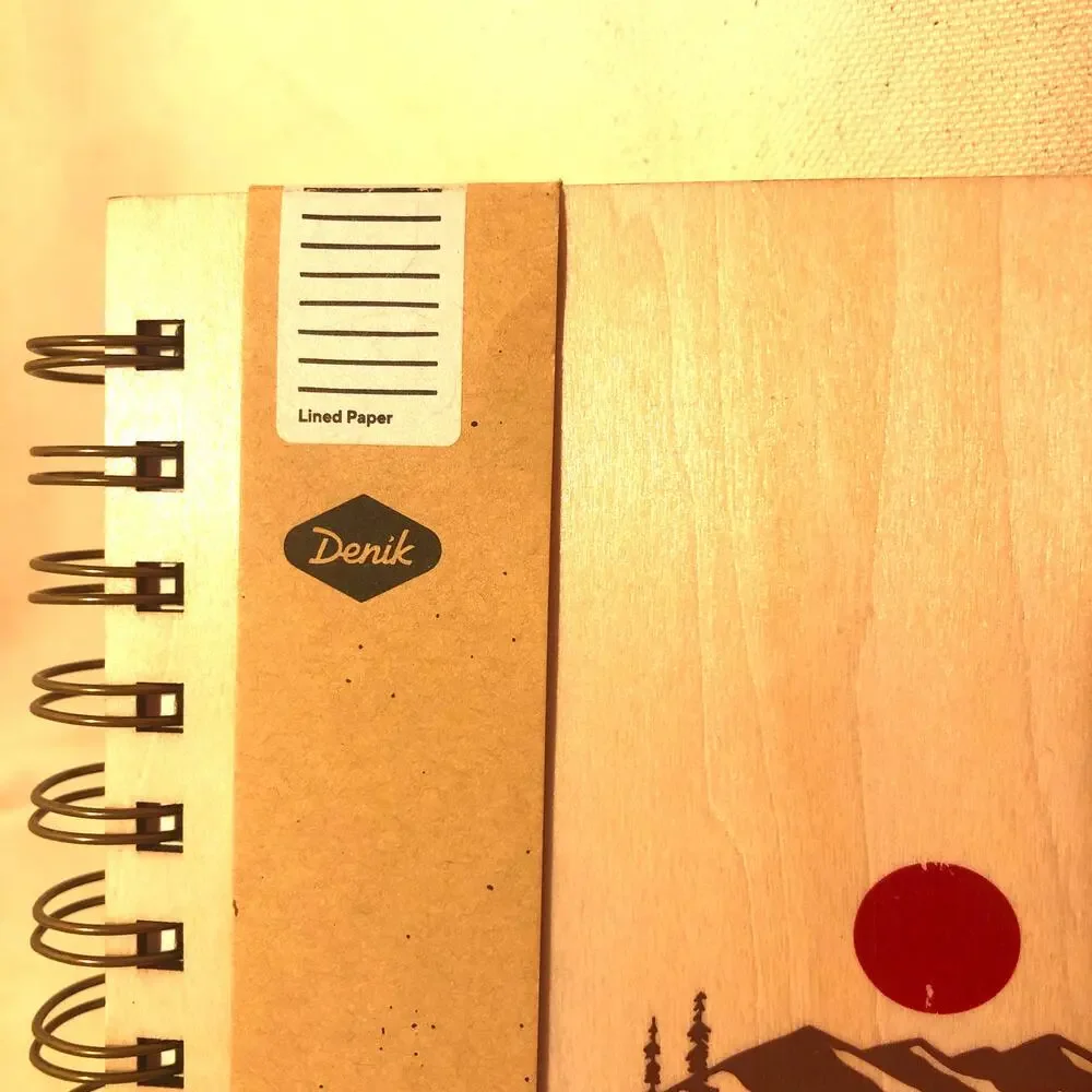 Denik NWT 130 Lined Pages Spiral Bound Wooden Notebook 8.75x6.125